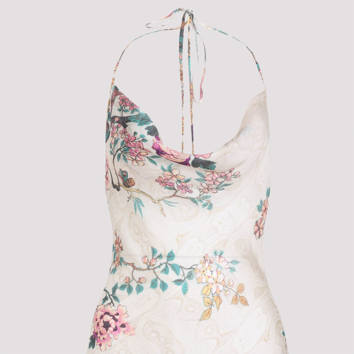 Roberto Cavalli Beige Silk Dress With Asymmetric Hem