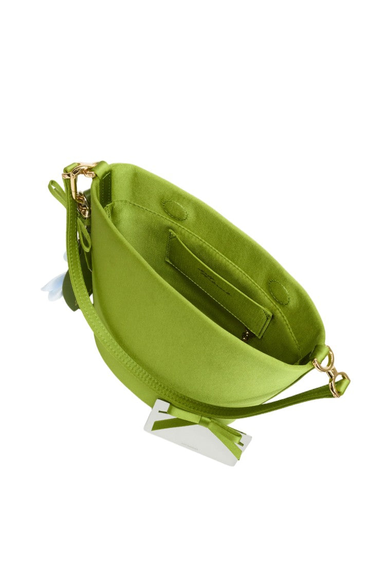 Self-Portrait Satin-Finish Bucket Bag With Magnetic Closure And Removable Charm