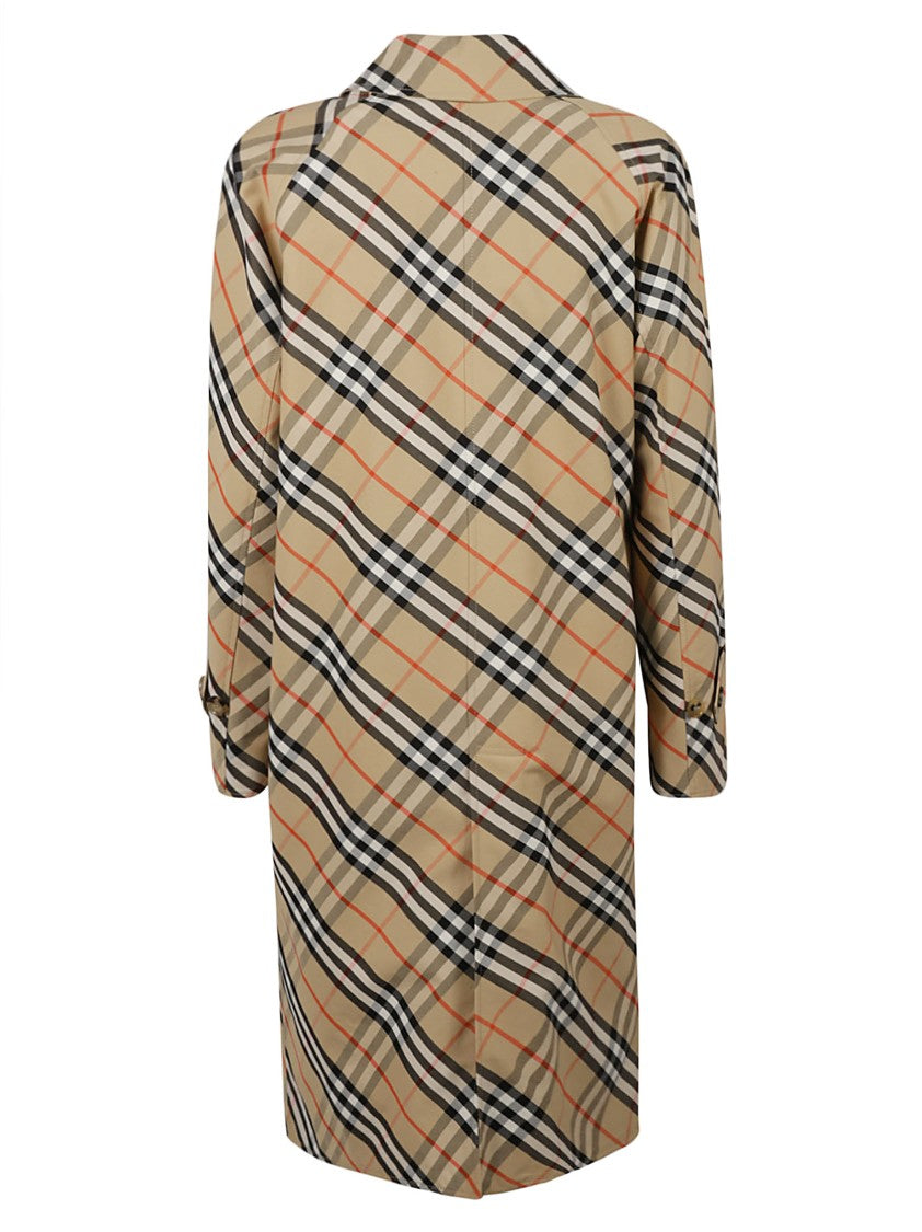 Burberry Structured Plaid Coat With Button-Up Front