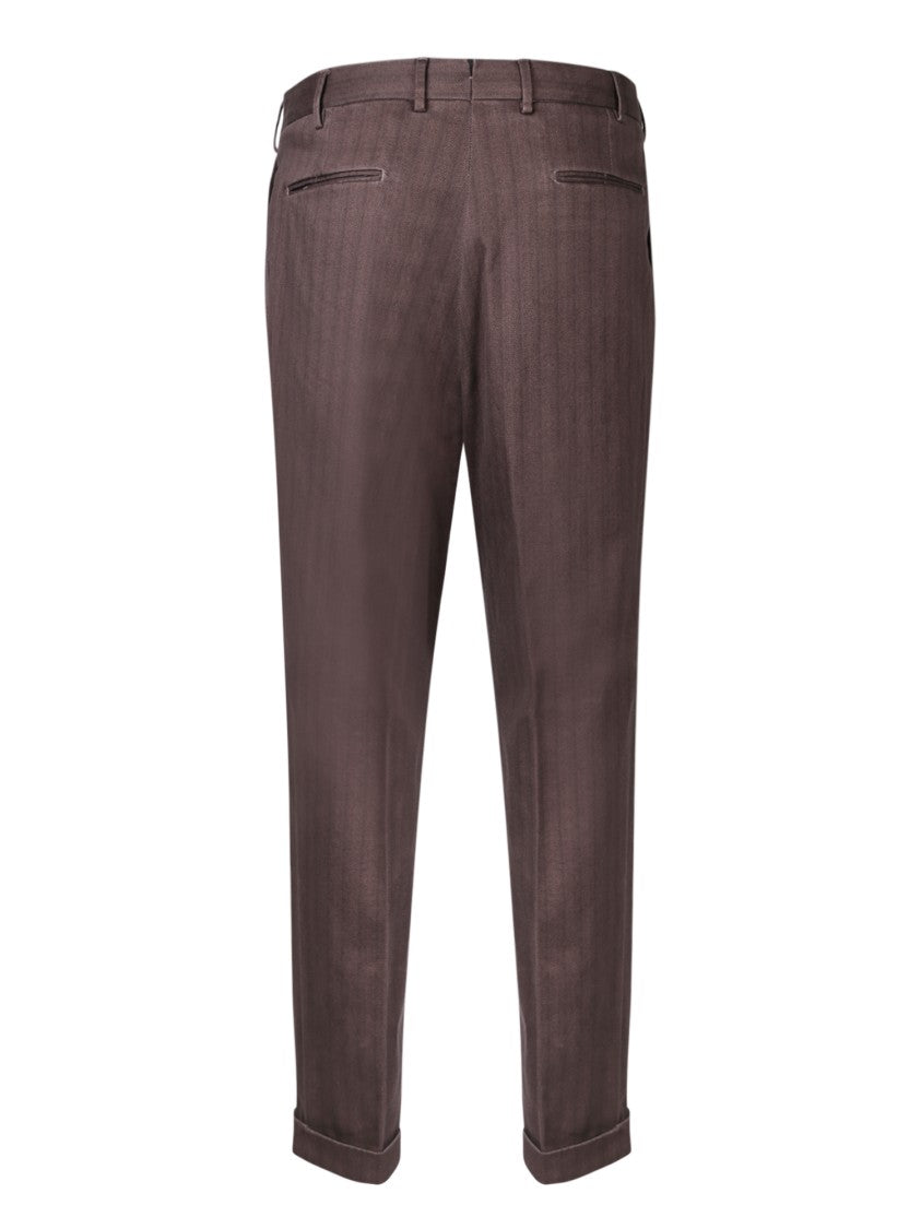 Dell'oglio Tailored Trousers With Subtle Stripes And Stretch Fit