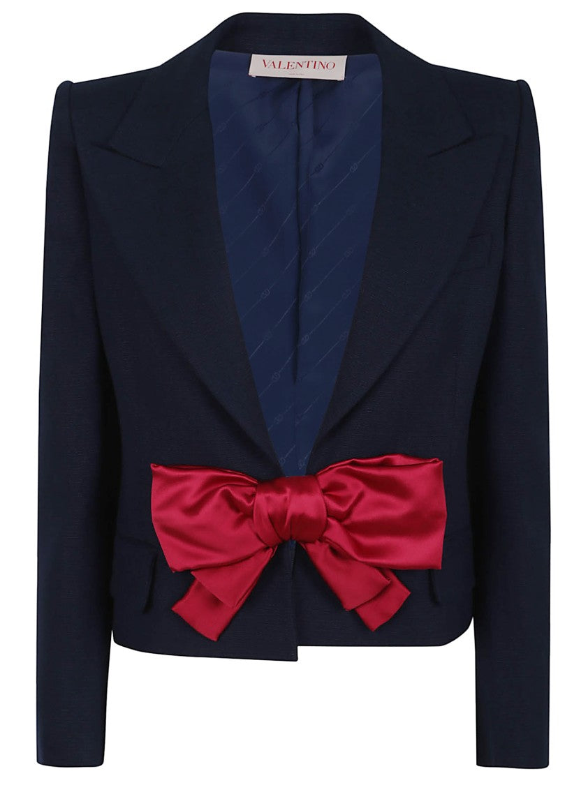 Valentino Garavani Single-Breasted Viscose Jacket With Bow Detail