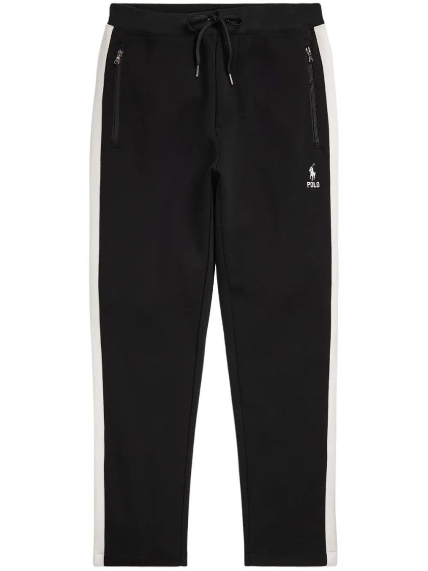 Polo Ralph Lauren Black Athletic Trousers With Contrasting Stripes