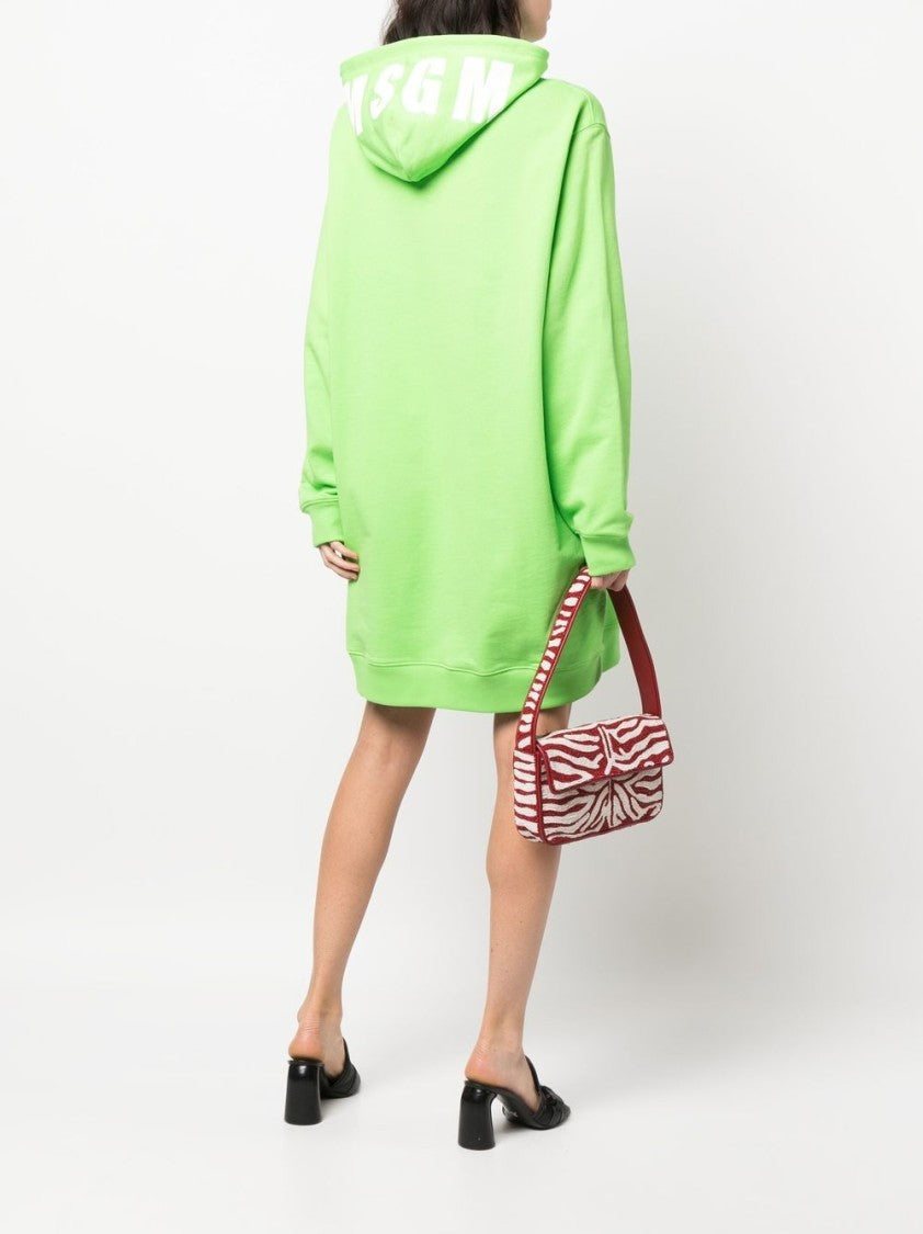 Msgm Logo-Print Hooded Jumper Dress