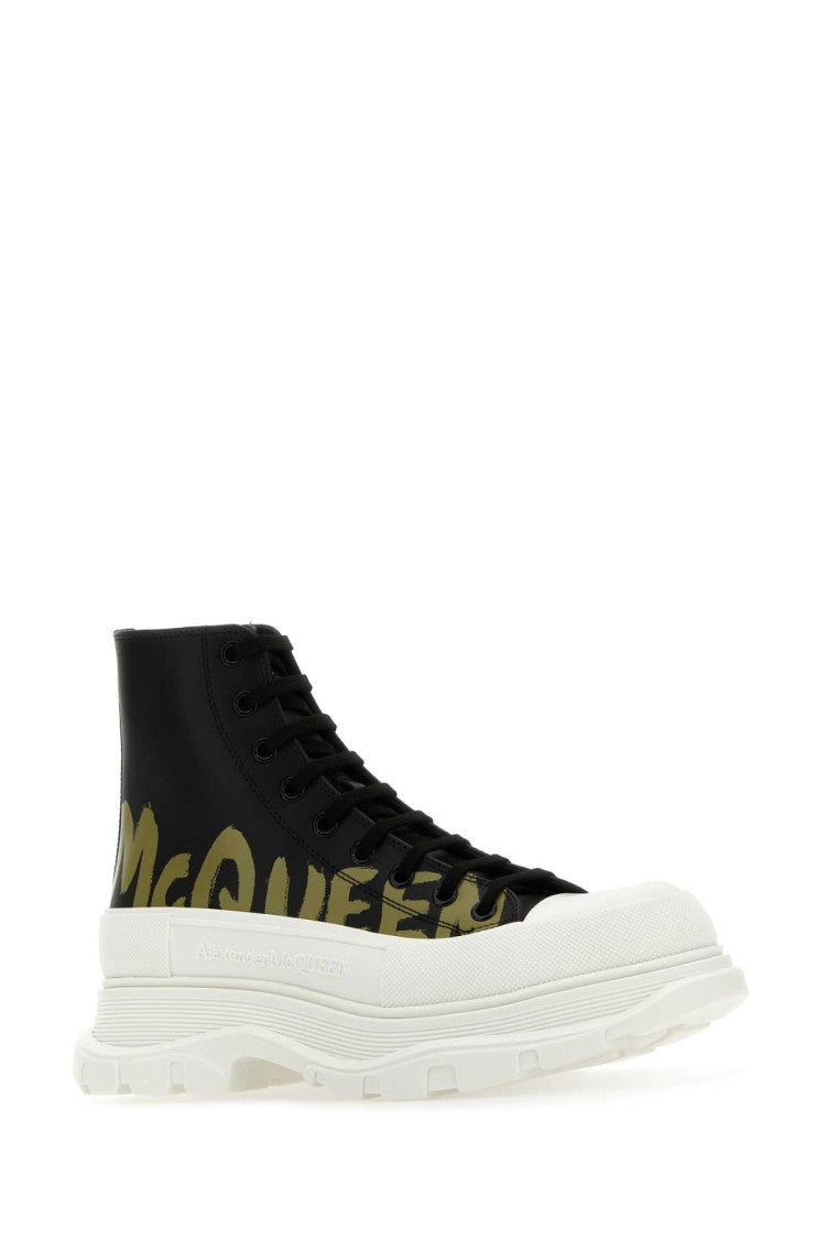 Alexander Mcqueen Black Leather Tread Slick Sneakers