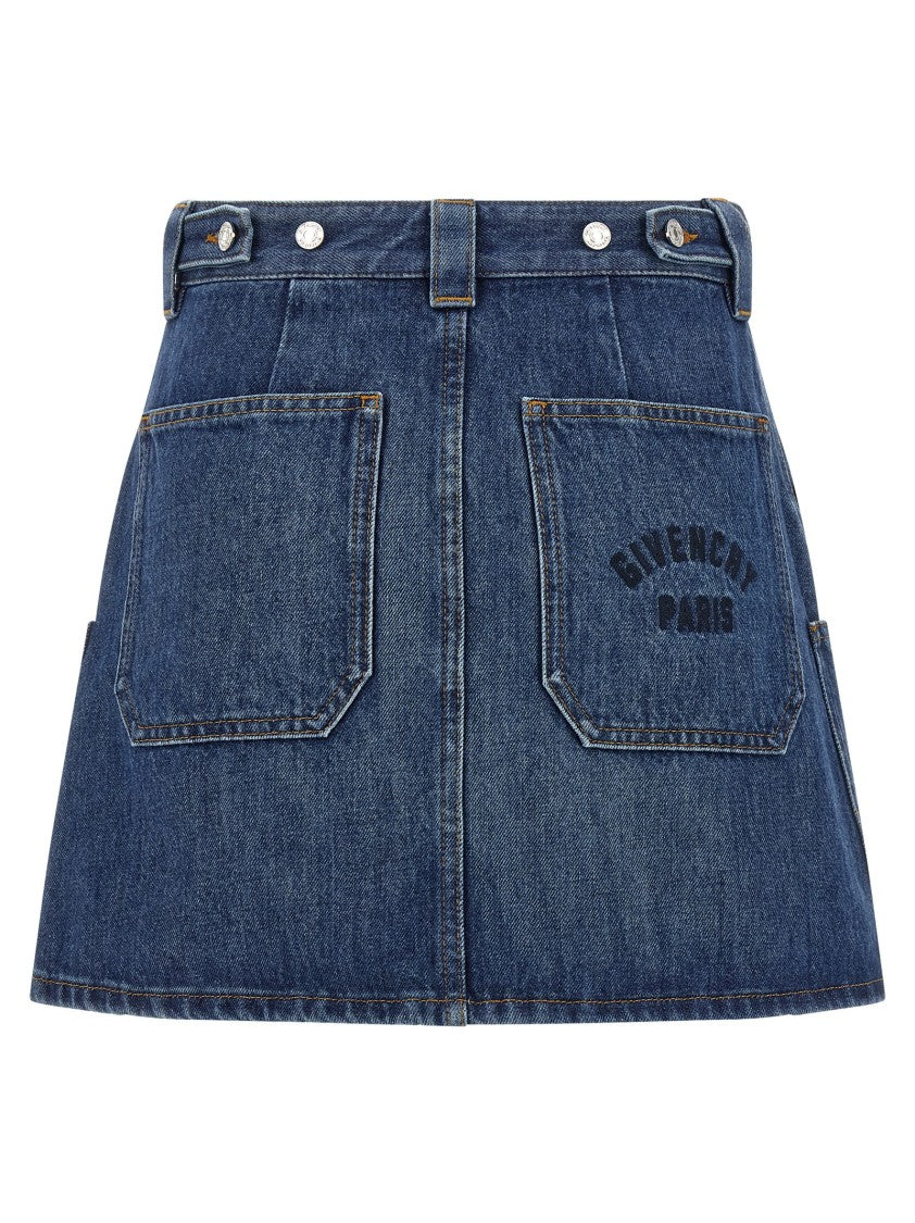 Givenchy Cotton Denim Mini Skirt With Adjustable Side Straps