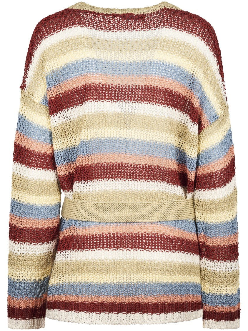 Max Mara Loose Knit Cardigan With Horizontal Stripes