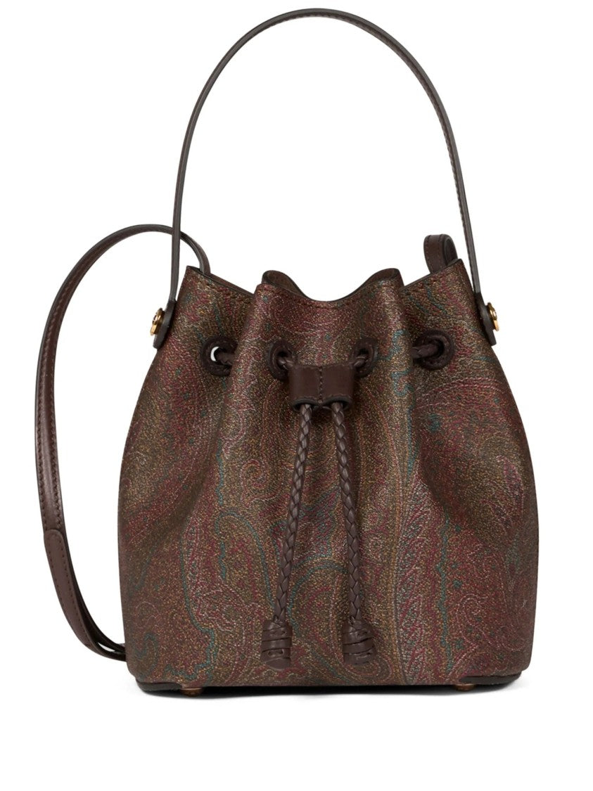 Etro Small Bucket Bag With Paisley Pattern And Drawstring Closure