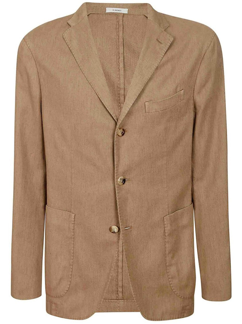 Boglioli Single-Breasted Brown Cotton Blend Blazer