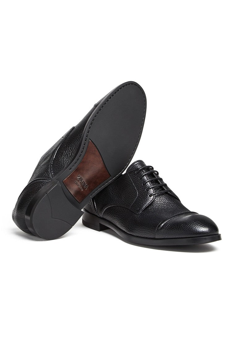 Zegna Siena Deer Leather Derby Flex Shoes