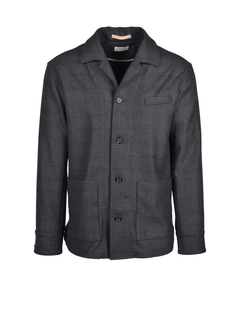 Paolo Pecora Grey Structured Polyester-Blend Shirt Jacket