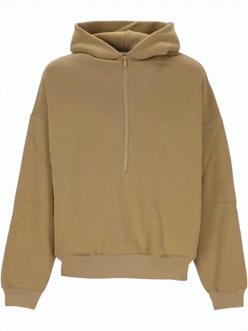 Fear Of God Cropped Hoodie With Half-Zip Front And Bold Back Lettering