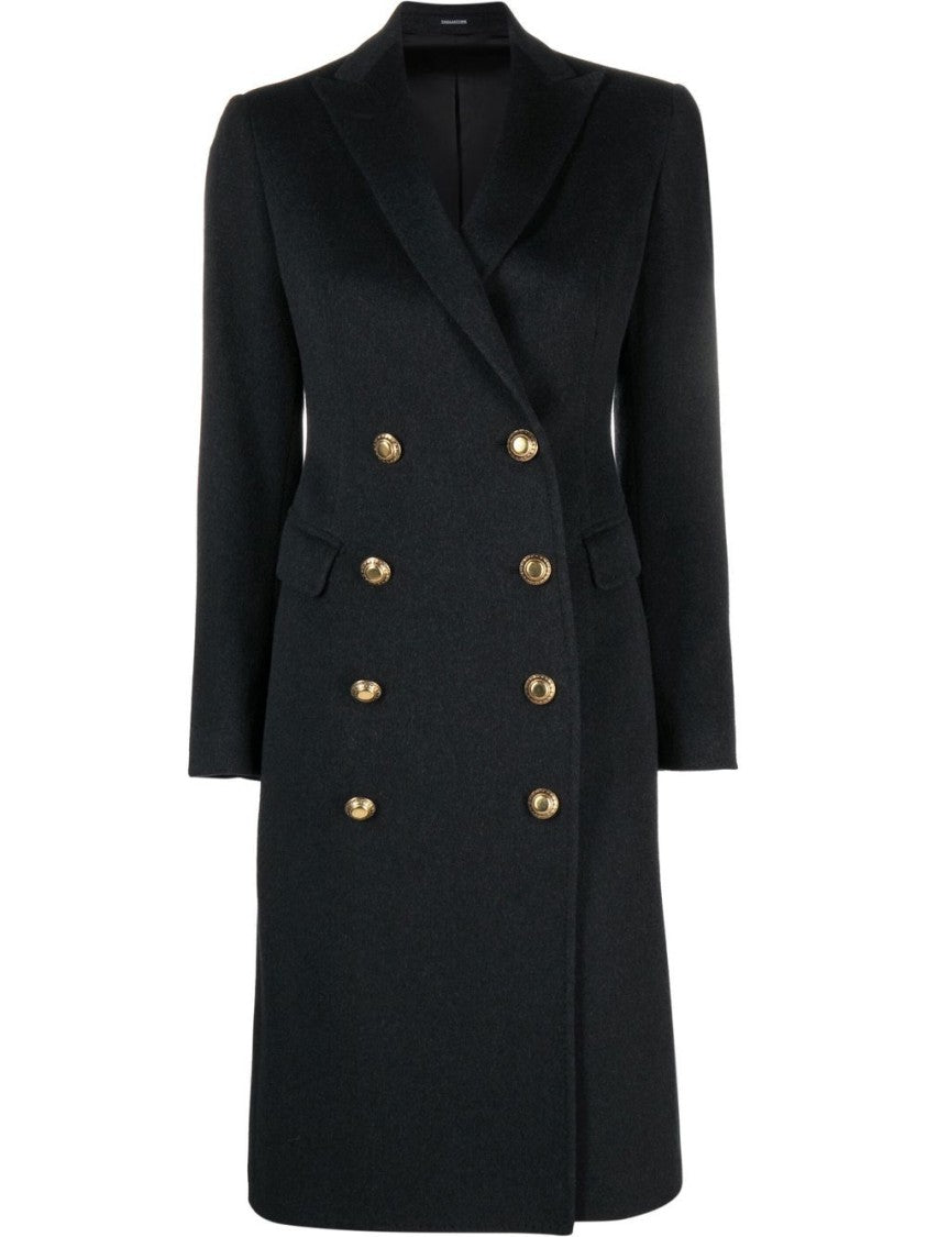 Tagliatore Double-Breasted Wool And Cashmere Coat With Gold Buttons