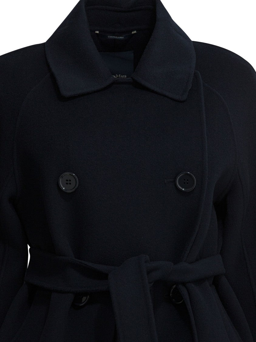 Max Mara Double-Breasted Virgin Wool Jacket With Belted Waist