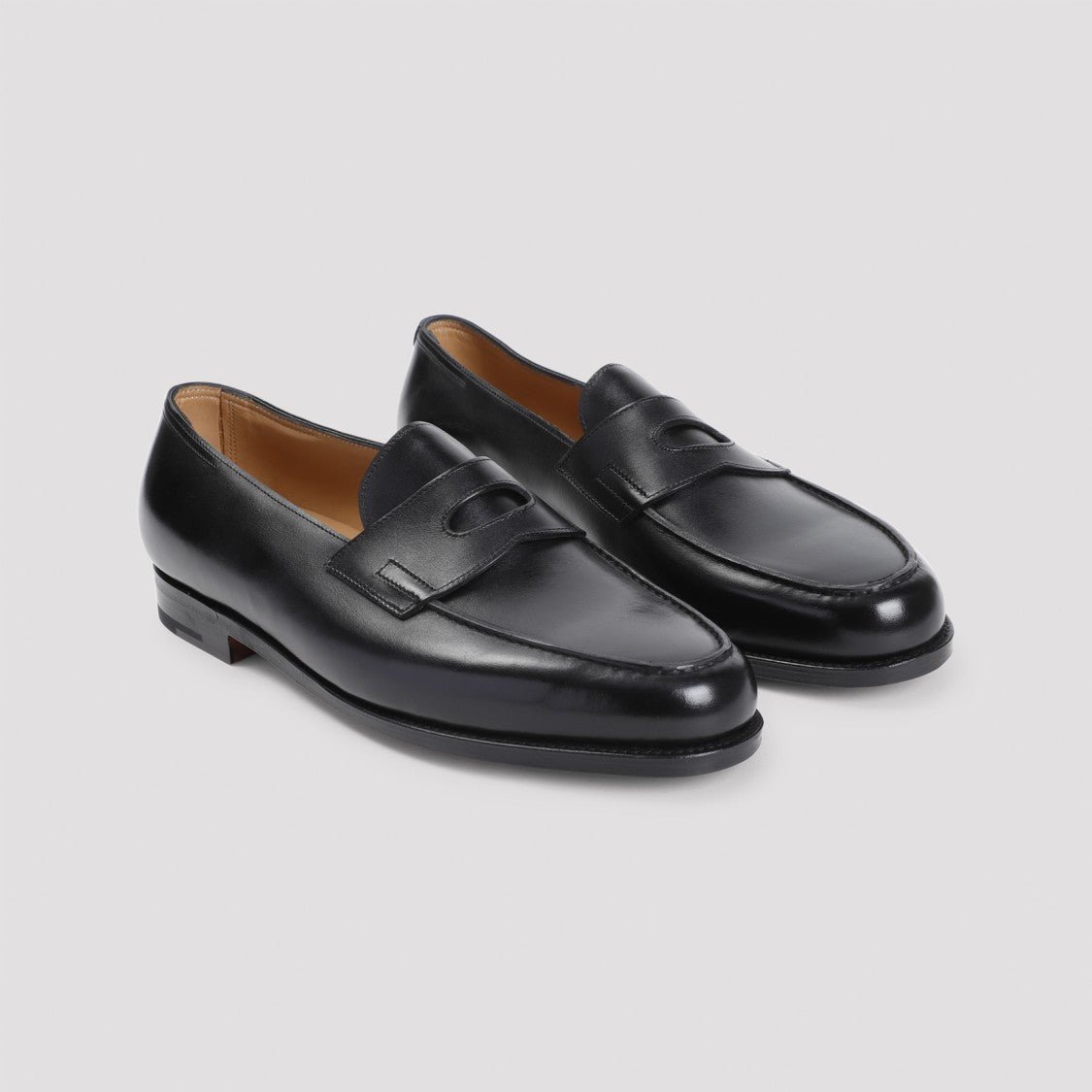John Lobb Lopez Black Calf Leather Loafers