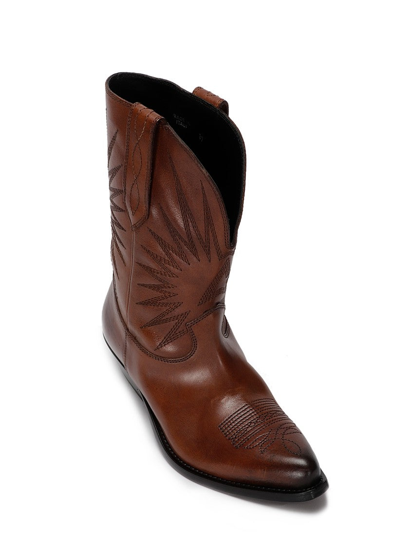 Golden Goose Wish Star Low Boots With Embroideries Leather Upper