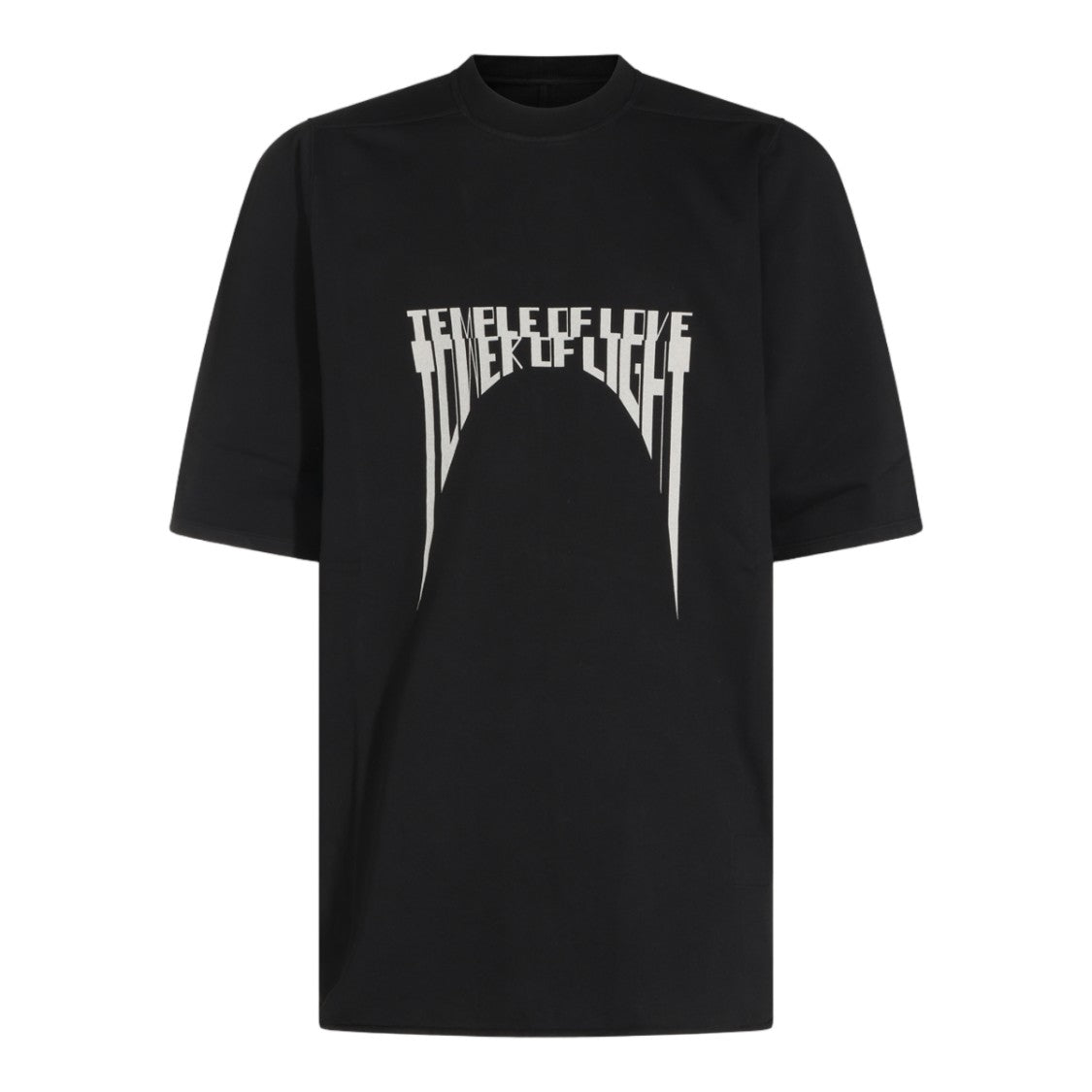 Drkshdw By Rick Owens Black Distorted Text Graphic T-Shirt