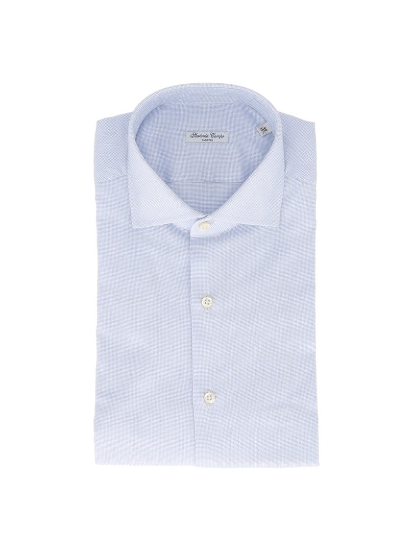 Sartoria Del Campo-Sonrisa Blue Classic Pointed Collar Dress Shirt