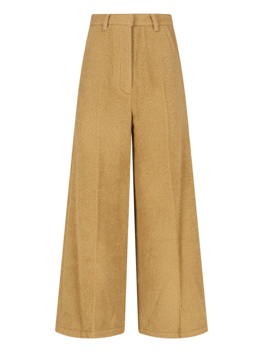 Low Classic Wool-Alpaca Pants – Beige
