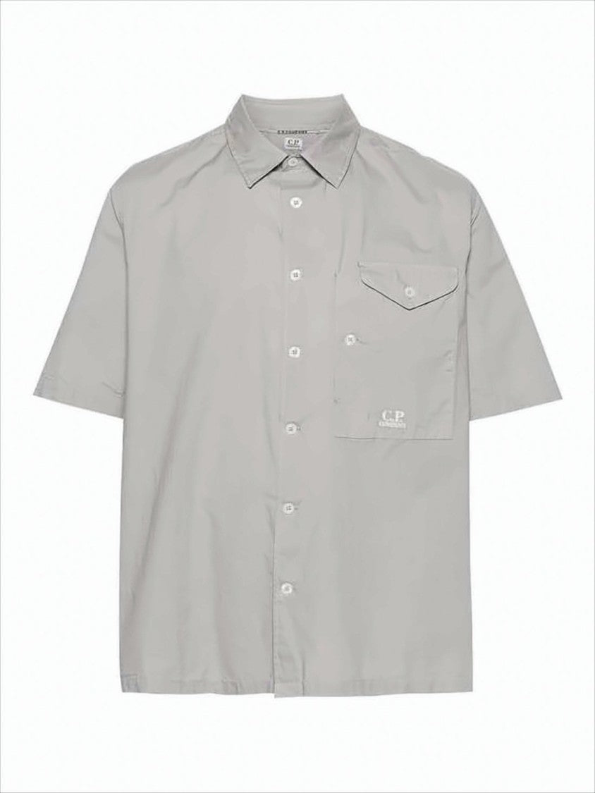 C.P. Company Boxy-Fit Short-Sleeve Shirt With Classic Collar And Flap Pocket
