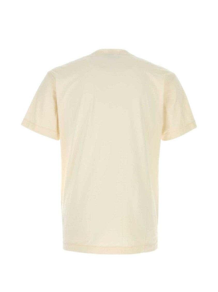 Stone Island Garment-Dyed White T-Shirt With Compass Logo Patch