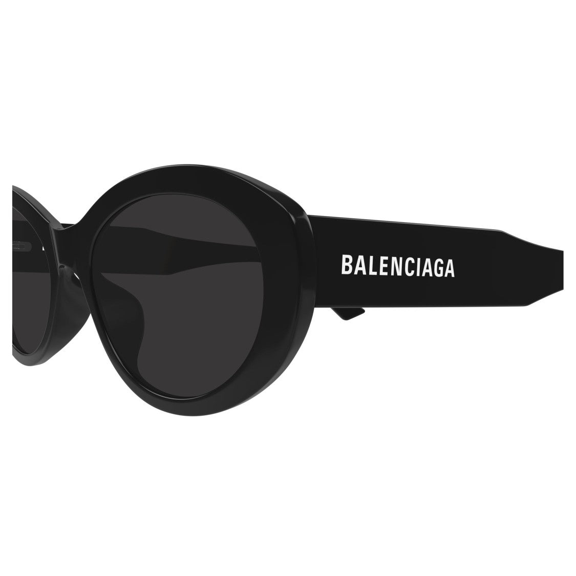 Balenciaga Bb0446s Oval Frame Sunglasses In Glossy Black