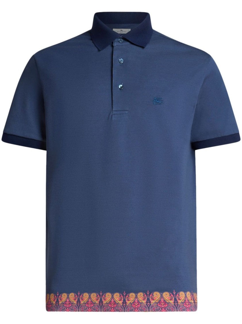 Etro Navy Blue Cotton Piqué Pegaso Polo