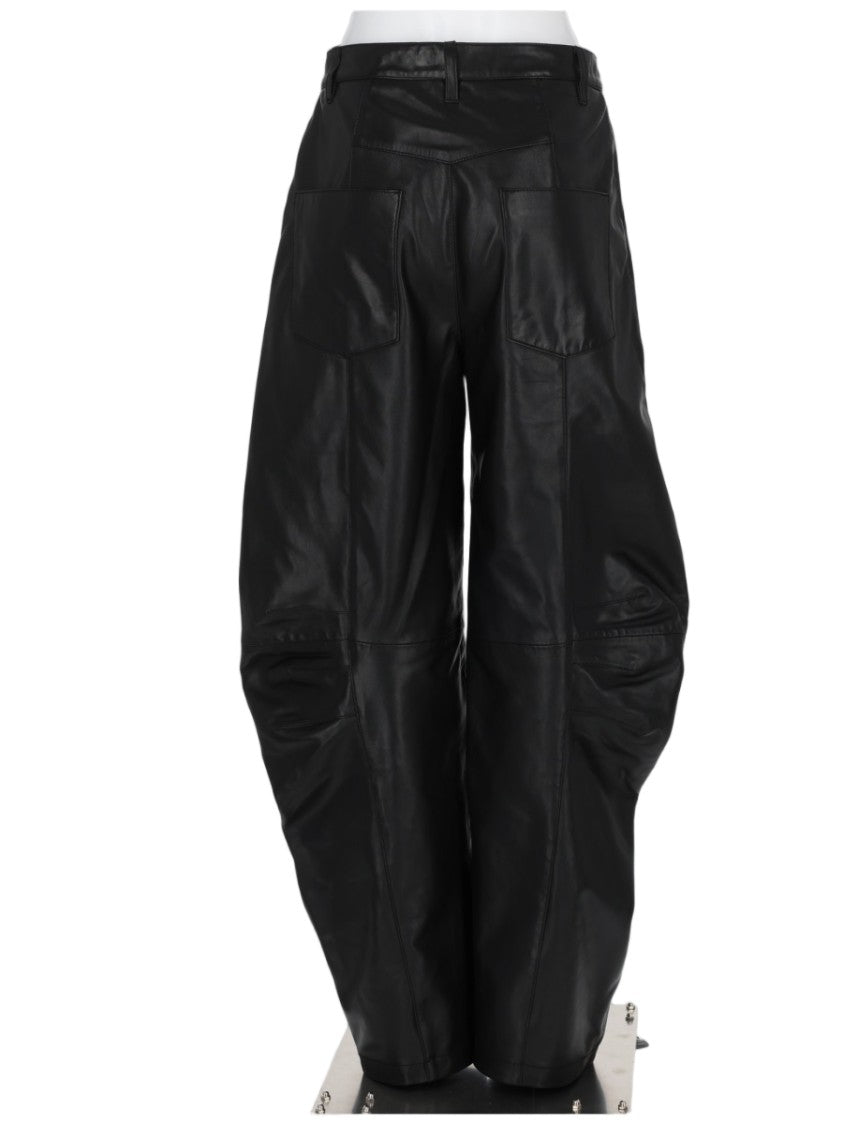 Rotate Relaxed Fit Cargo Pants In Smooth Lamb Leather