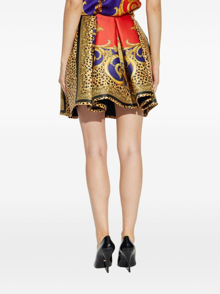 Versace Voluminous Cheetah Barocco Mini Skirt