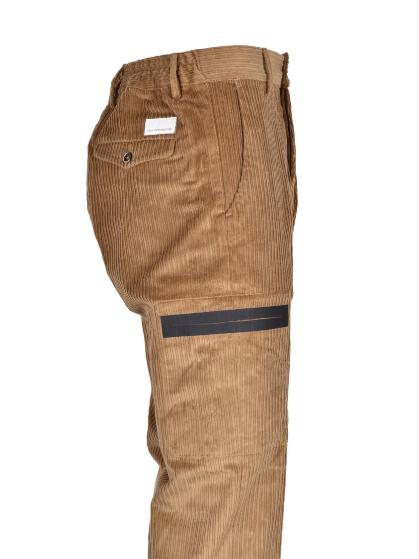 Nine In The Morning Beige Velvet Stretch Cotton-Blend Pants