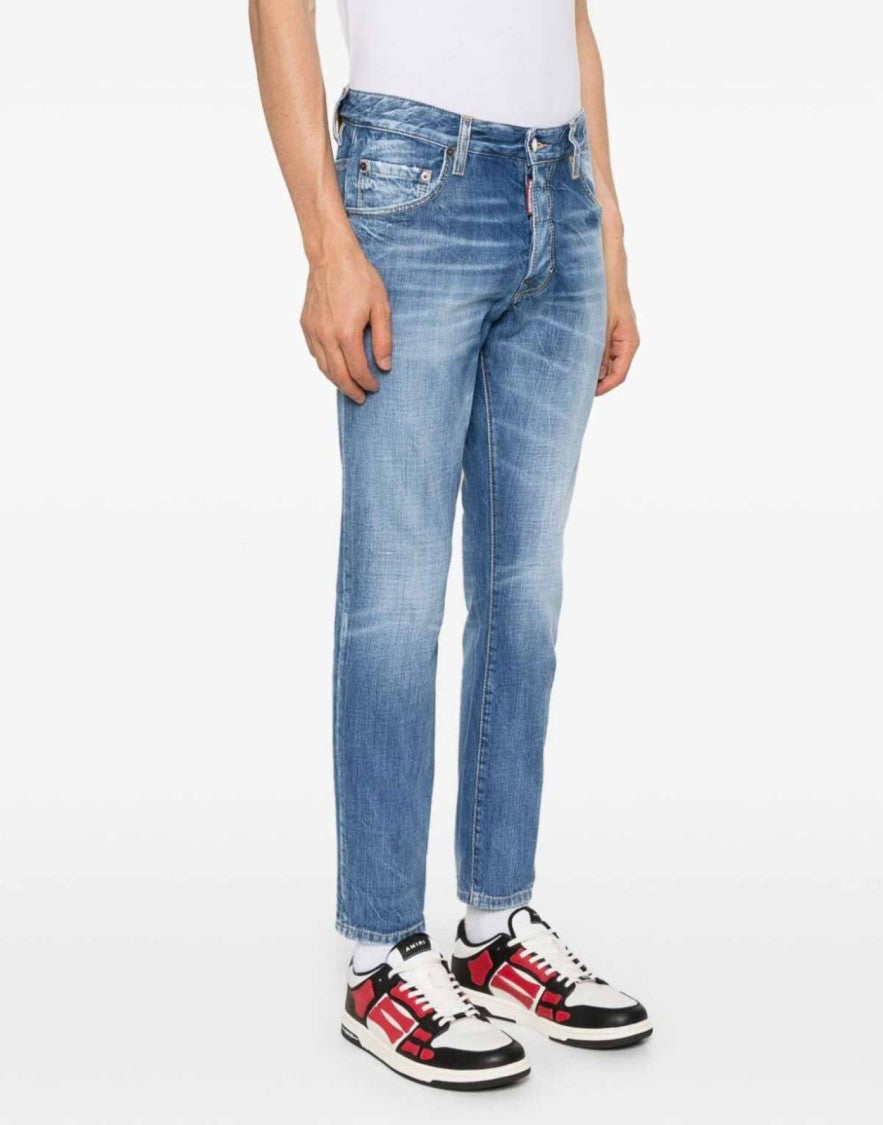 Dsquared2 Blue Skater Slim Fit Cotton Jeans