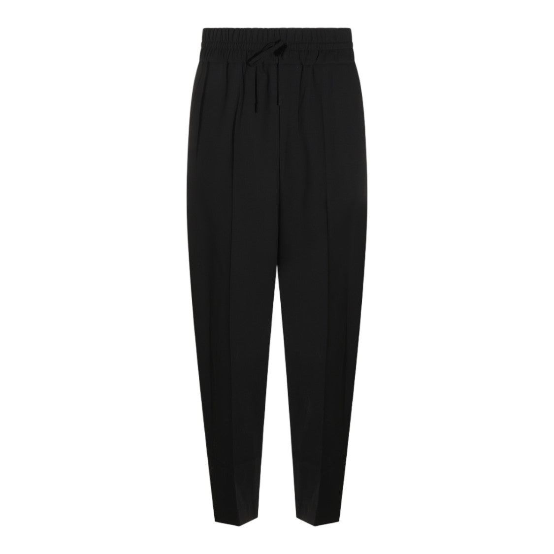 Ami Paris Tapered Black Trousers With Elastic Waistband And Pleat Detail