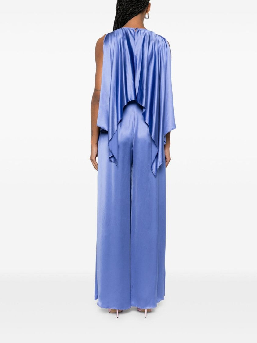 Pinko Draped Blue Trousers With Flowing Silhouette