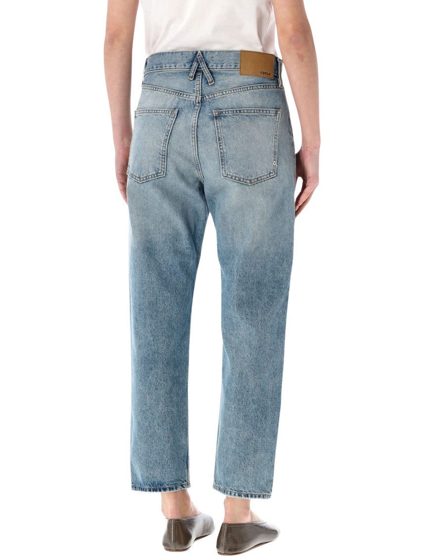 Cycle Mid Rise Mom Fit Distressed Jeans