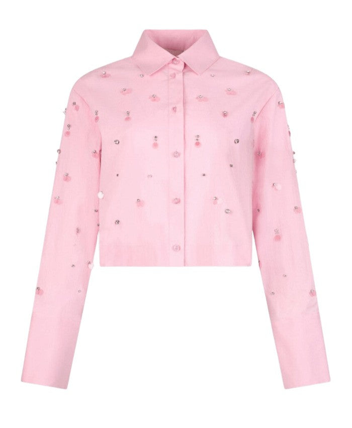 Liu Jo Cropped Boxy Shirt With Jewel Embroidery