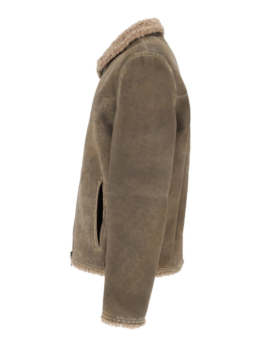 Gms-75 Brown Lamb Leather Shearling Jacket