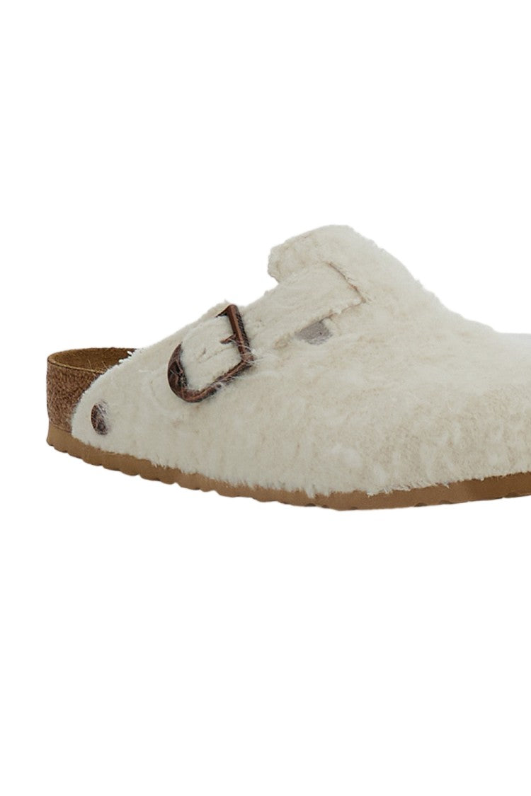 Birkenstock White Boston Wool Strap Clog
