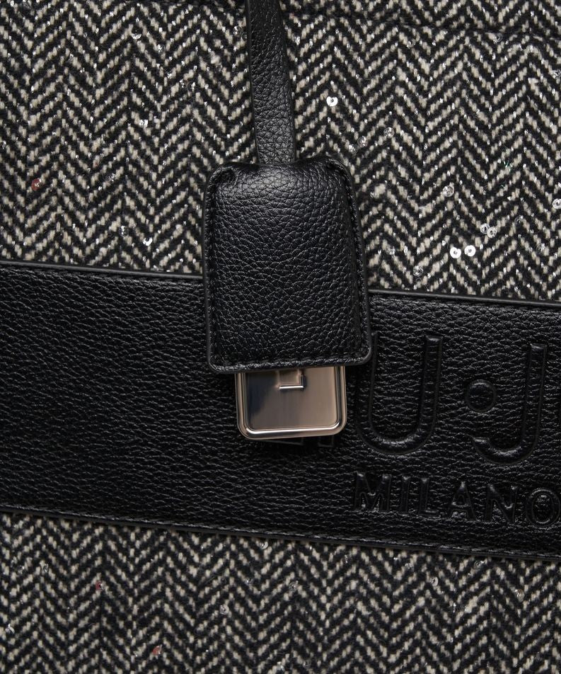 Liu Jo Structured Herringbone Knit Shopper With Logo-Embossed Band