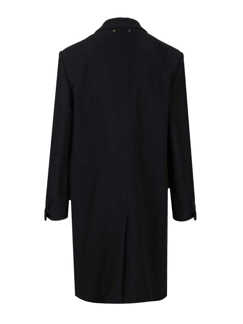 Golden Goose Single-Breasted Tailored Coat In Refined Blue Fabric