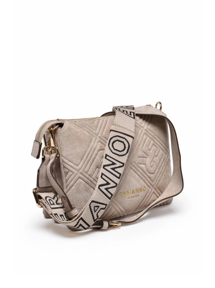 Ermanno Firenze Valentina Suede Effect Shoulder Bag With Quilted Design