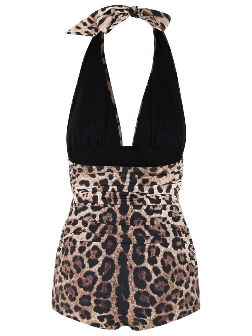 Dolce & Gabbana Leopard Print Stretch Nylon Swimsuit