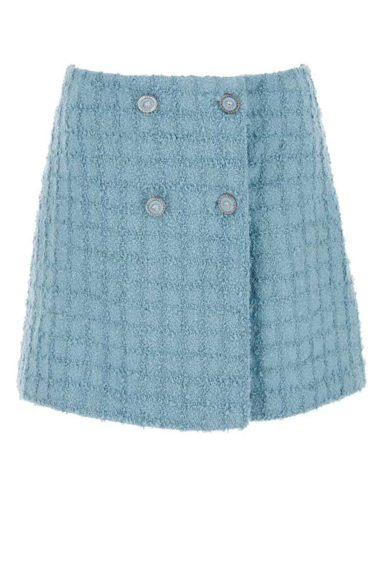Versace Light-Blue Boucle Mini Skirt