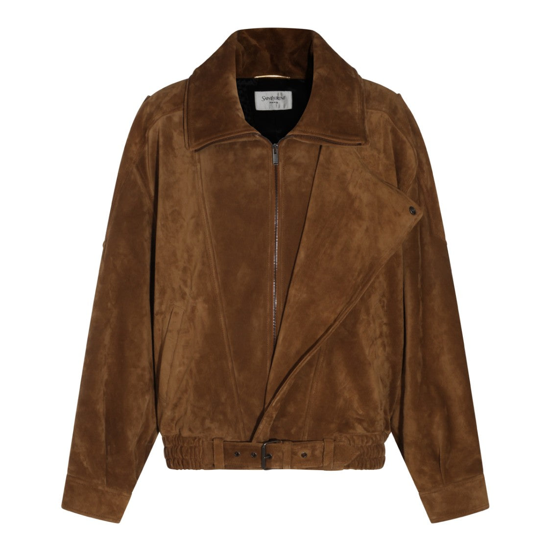 Saint Laurent Walnut Suede Asymmetric Jacket