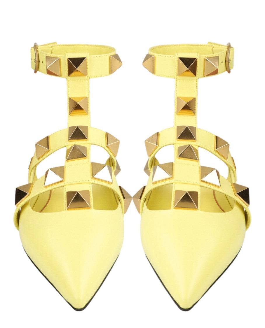 Valentino Roman Stud Caged Leather Ballet Flats