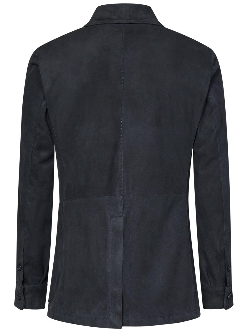 Franzese Collection Shawl Collar Blue Canadian Suede Jacket