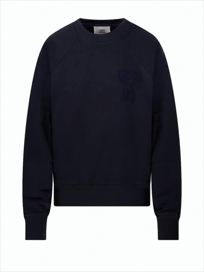 Ami Relaxed-Fit Long-Sleeve Cotton Sweatshirt With Embroidered Logo