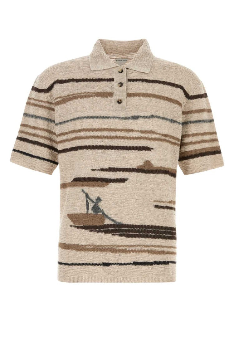 Bottega Veneta Embroidered Cotton Blend Polo Shirt