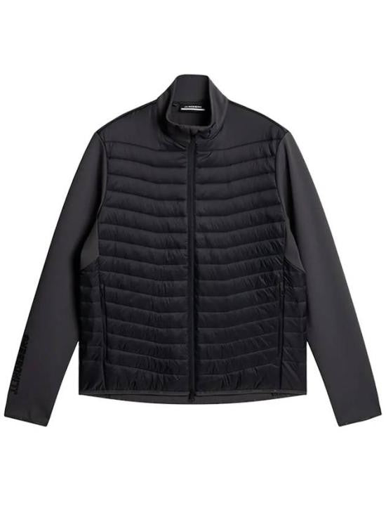 J Lindeberg Quilted Front Panel Jacket With Stand Collar And Zipper Closure