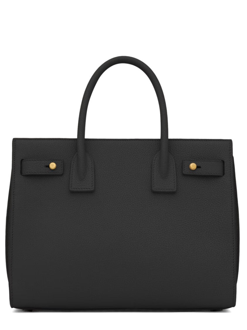 Saint Laurent Pebbled Leather Handbag With Dual Handles