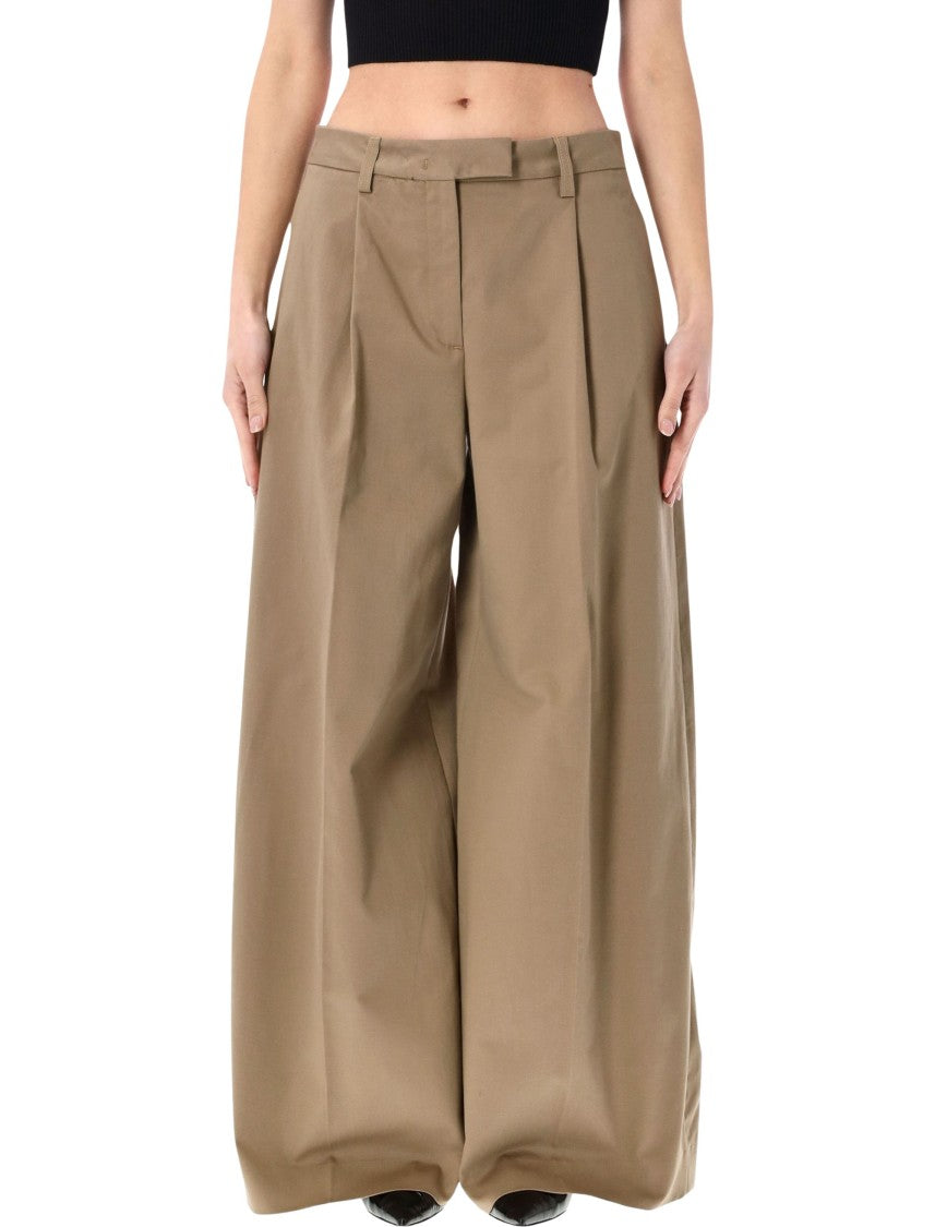 The Latest Deva Wide Leg Cotton Tailored Trousers