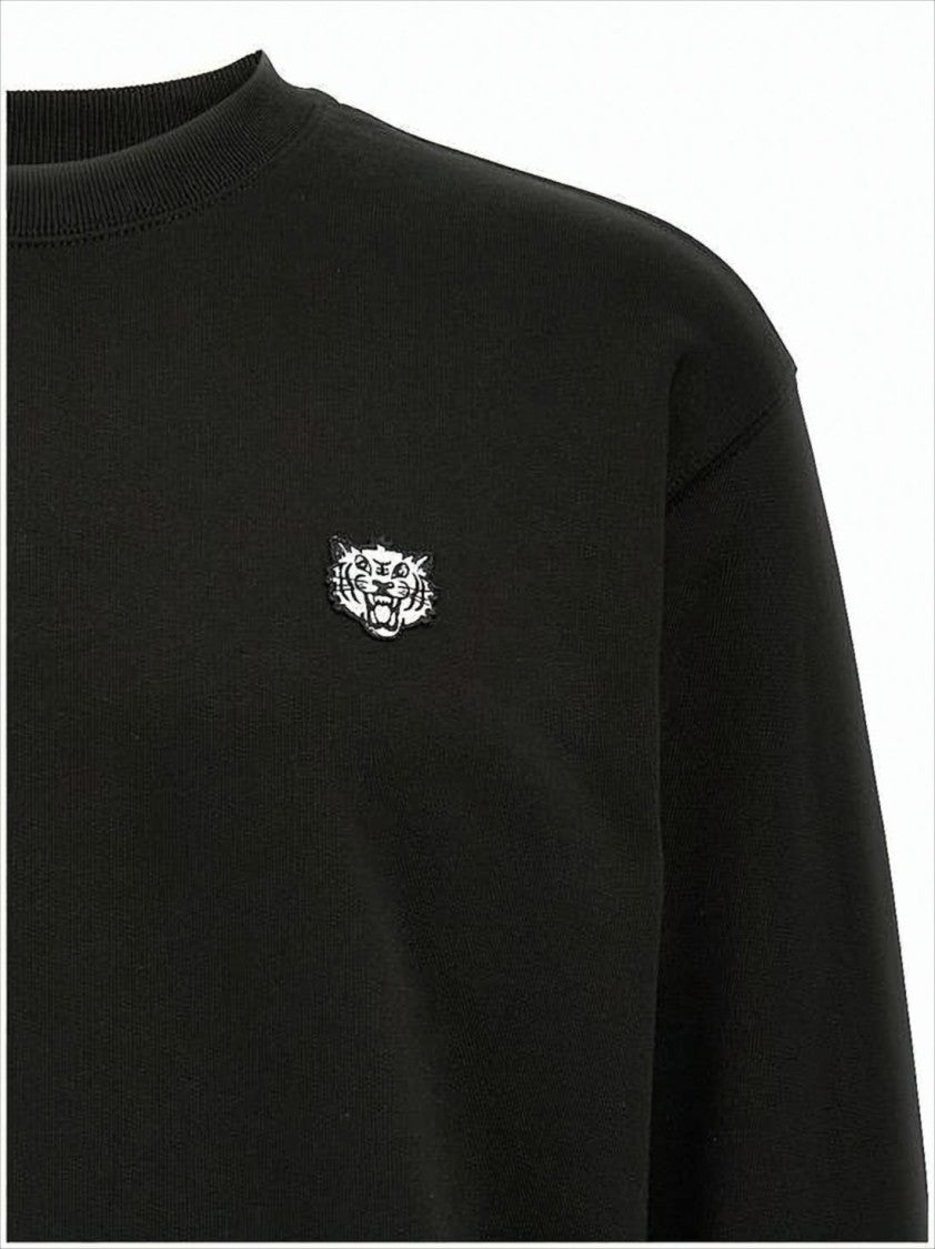 Kenzo Minimalist Long-Sleeve Pullover With Embroidered Tiger Emblem